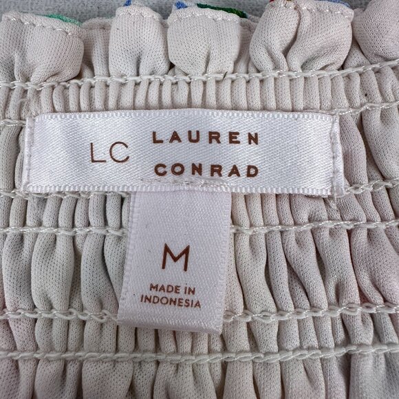 Lauren Conrad Floral Smocked Midi Dress With Tie Sleeve Details & Square Necklin - Picture 4 of 8